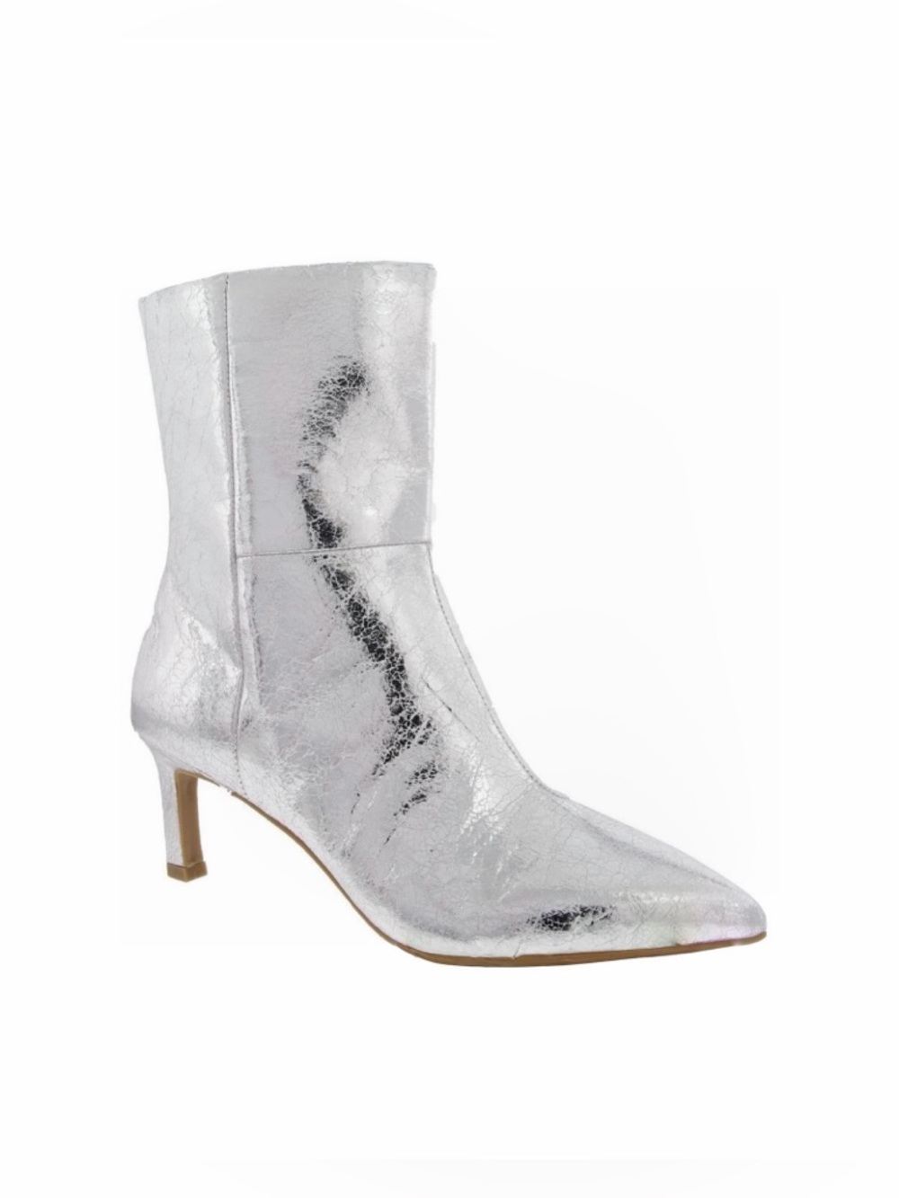 DV by Dolce Vita Gradie Metallic Silver Pointed Kitten Heel Boot Sz 7 NEW
